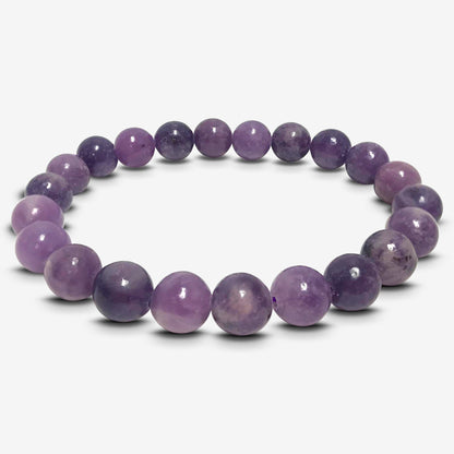 Purple Lepidolite Beads Handmade Stretchable Unisex Bracelets - Gem Avenue