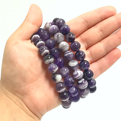 Chevron Amethyst Beads Handmade Stretchable Unisex Bracelets - Gem Avenue