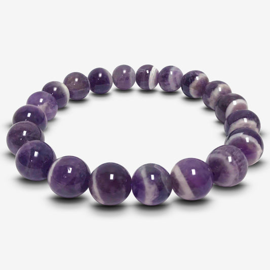 Chevron Amethyst Beads Handmade Stretchable Unisex Bracelets - Gem Avenue
