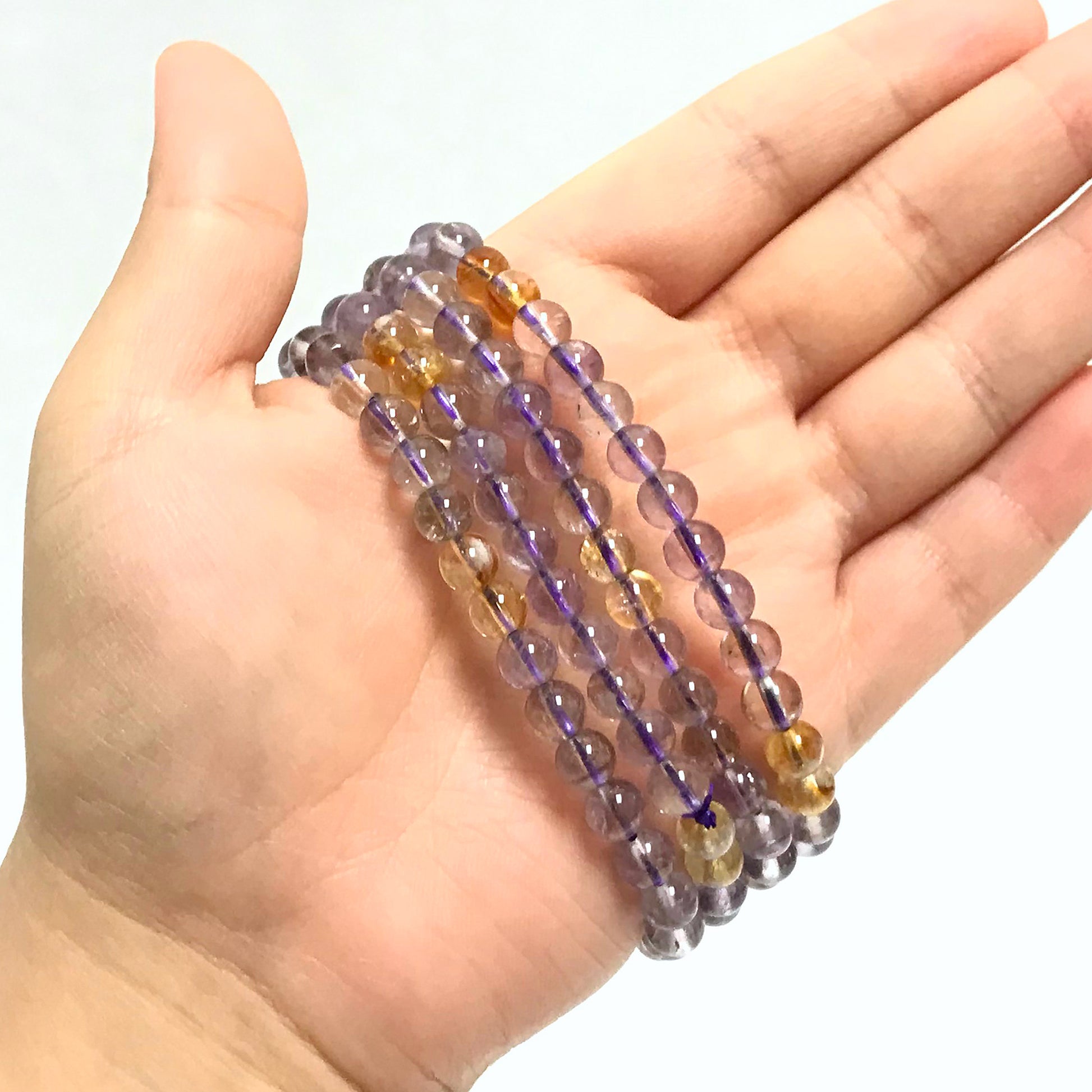 Ametrine 8mm Round Beads Handmade Stretchable Unisex Bracelets-Gem Avenue