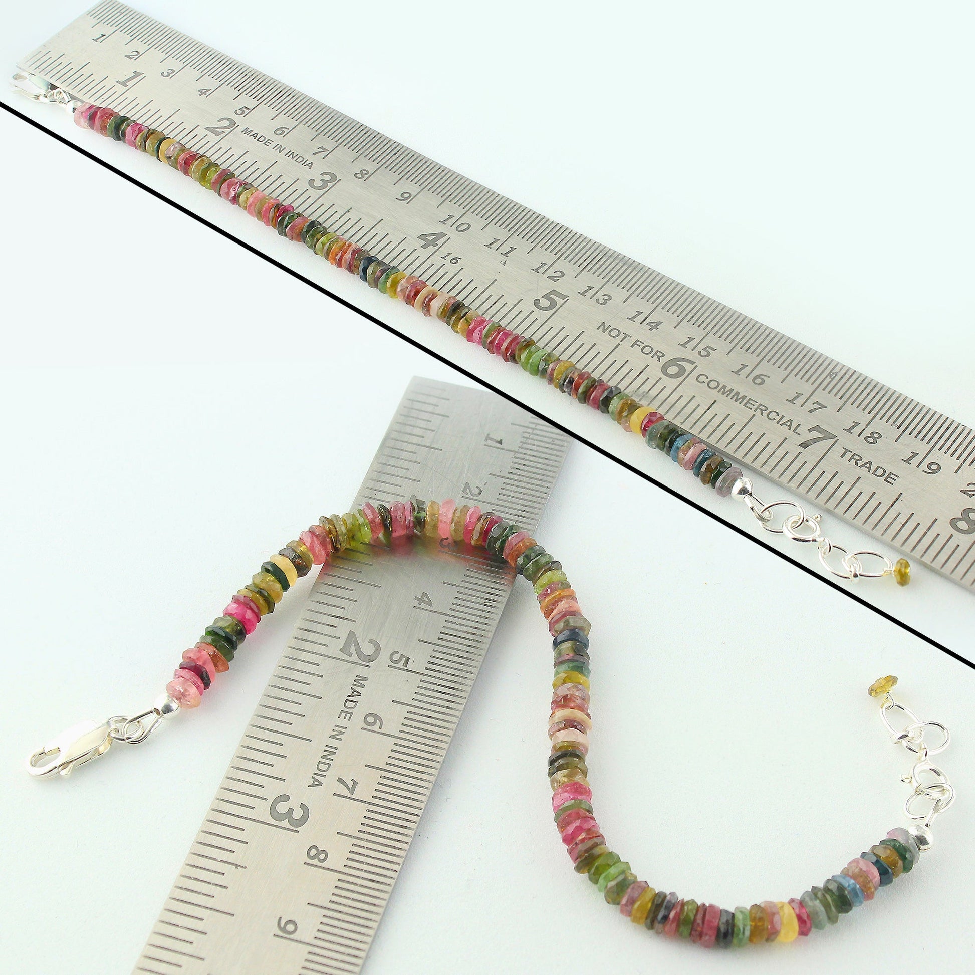 Natural Multi-Tourmaline Beads 925 Sterling Silver Clasp Gemstone Bracelets - Gem Avenue