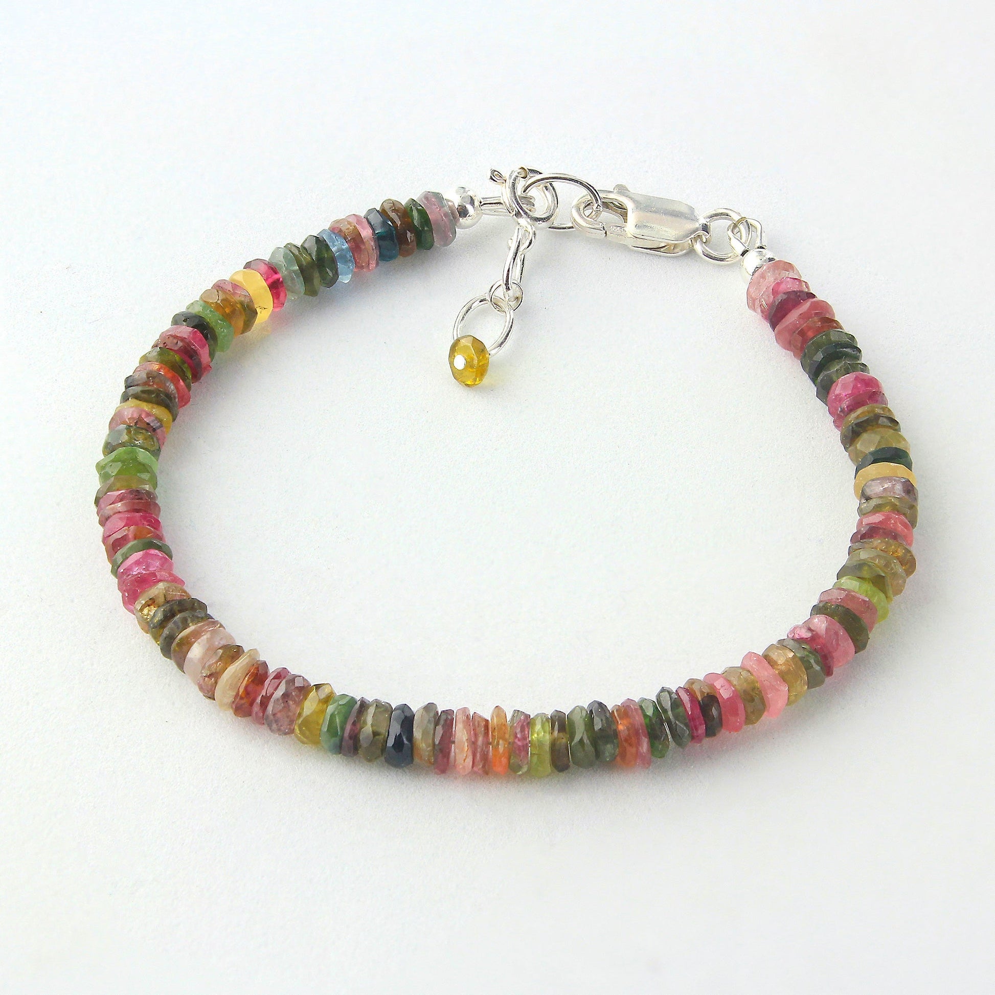 Natural Multi-Tourmaline Beads 925 Sterling Silver Clasp Gemstone Bracelets - Gem Avenue