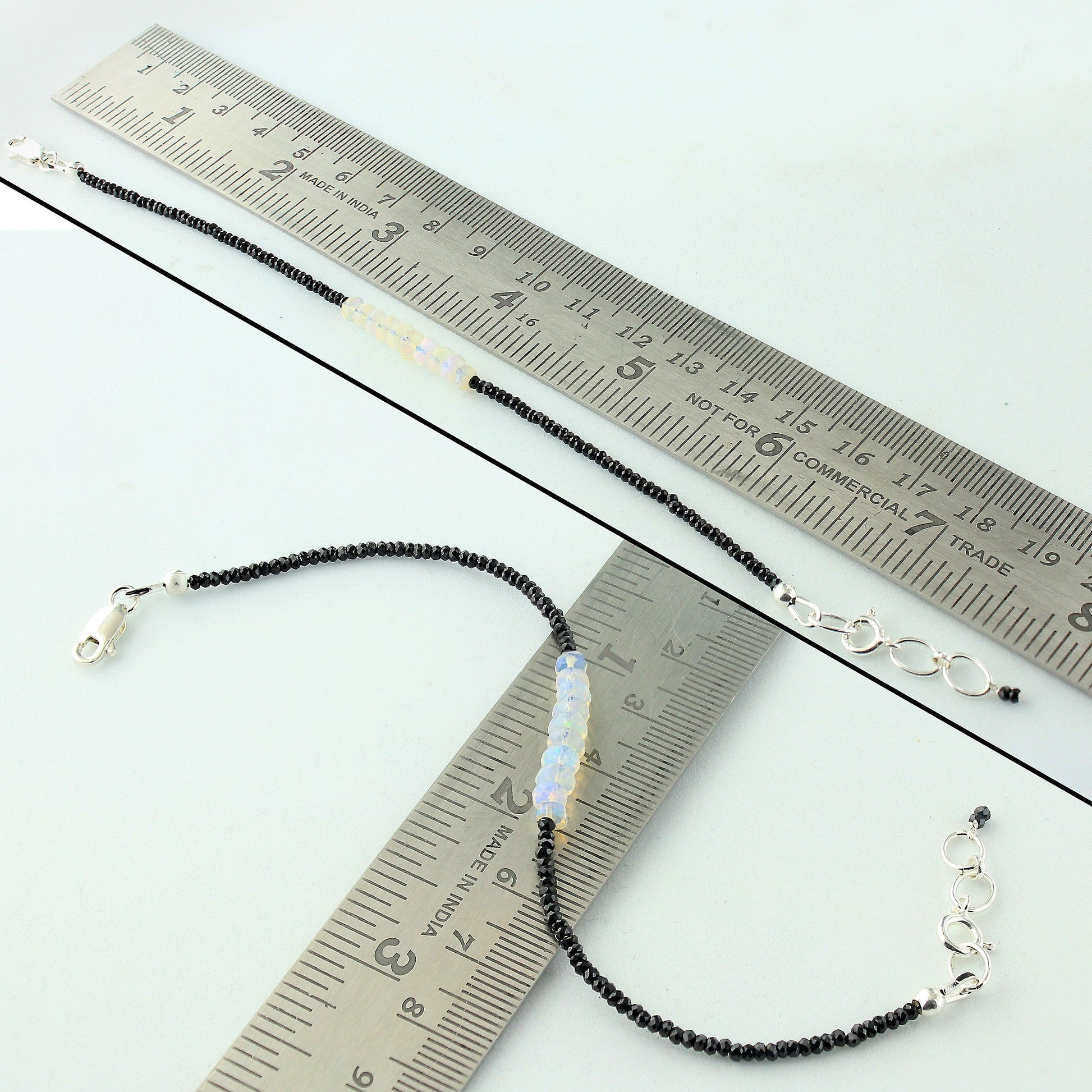Natural Ethiopian Opal & Black Spinel Beads Gemstone Bracelets - Gem Avenue