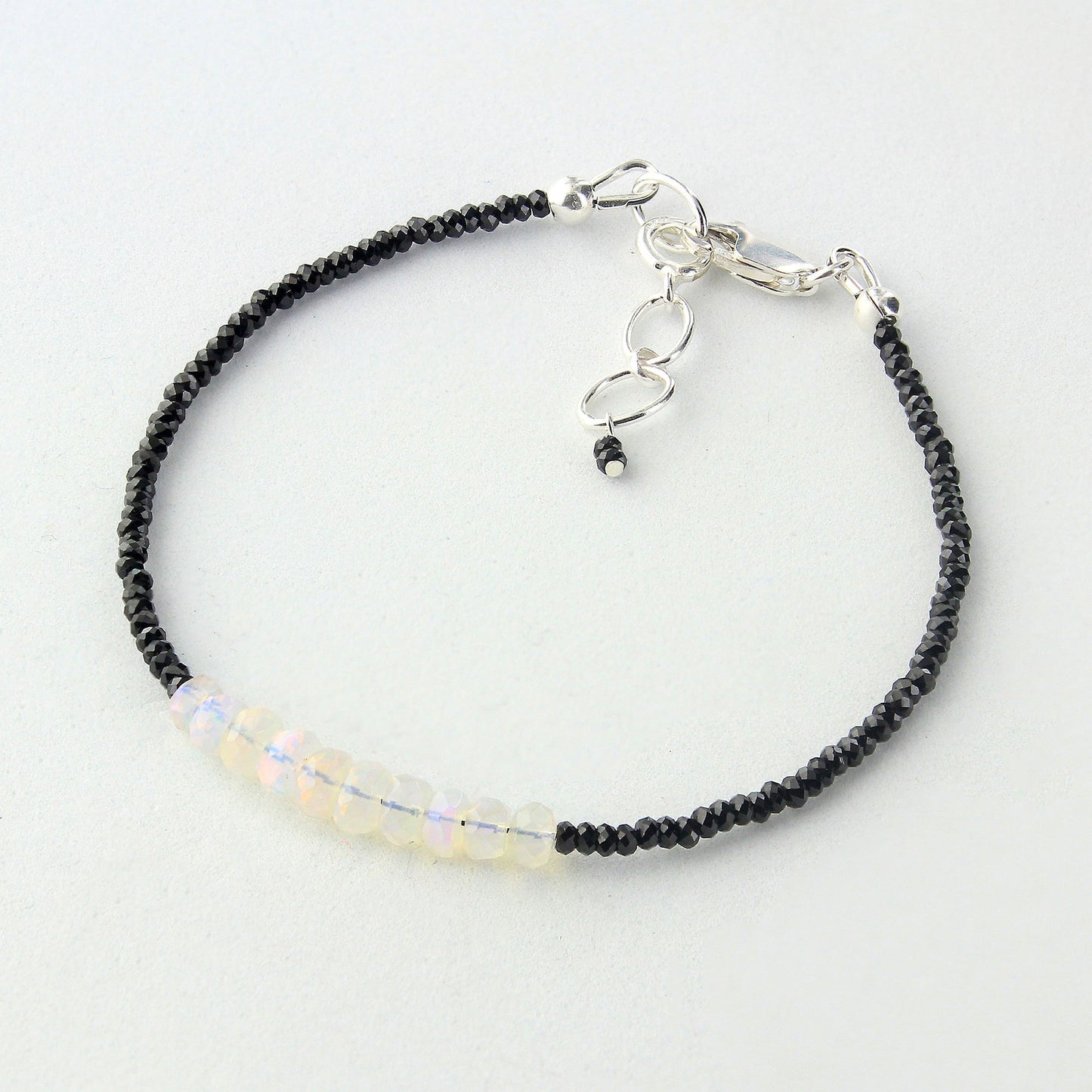 Natural Ethiopian Opal & Black Spinel Beads Gemstone Bracelets - Gem Avenue