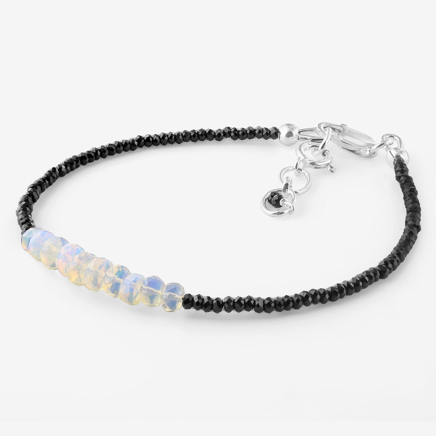 Natural Ethiopian Opal & Black Spinel Beads Gemstone Bracelets - Gem Avenue