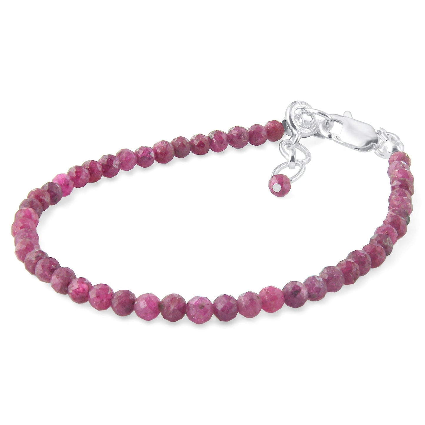 Natural Ruby Beads 925 Sterling Silver Clasp Gemstone Bracelets - Gem Avenue