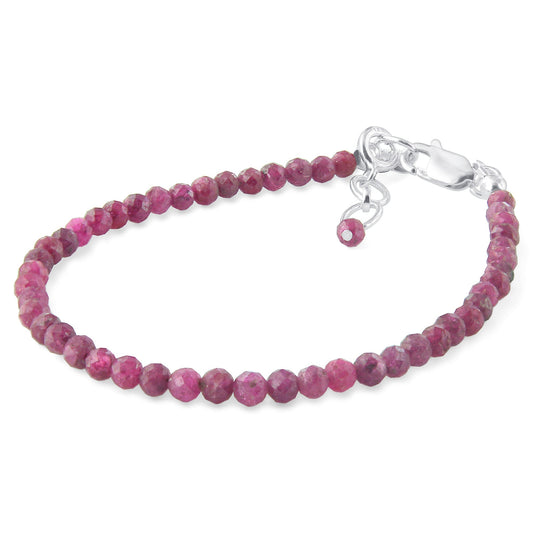 Natural Ruby Beads 925 Sterling Silver Clasp Gemstone Bracelets - Gem Avenue