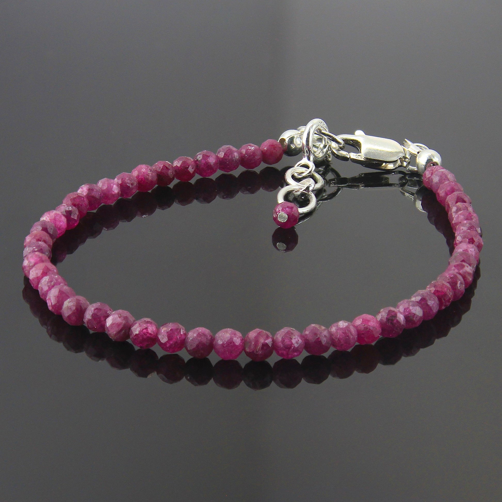 Natural Ruby Beads 925 Sterling Silver Clasp Gemstone Bracelets - Gem Avenue