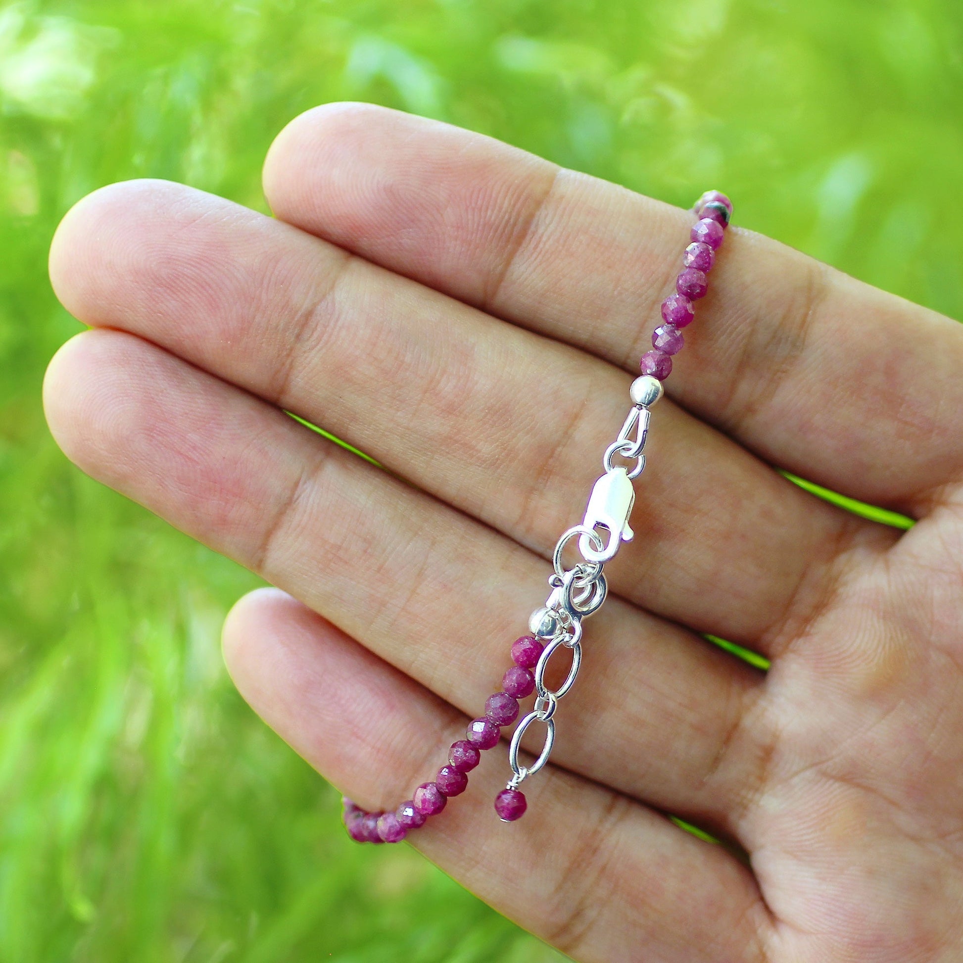 Natural Ruby Beads 925 Sterling Silver Clasp Gemstone Bracelets - Gem Avenue