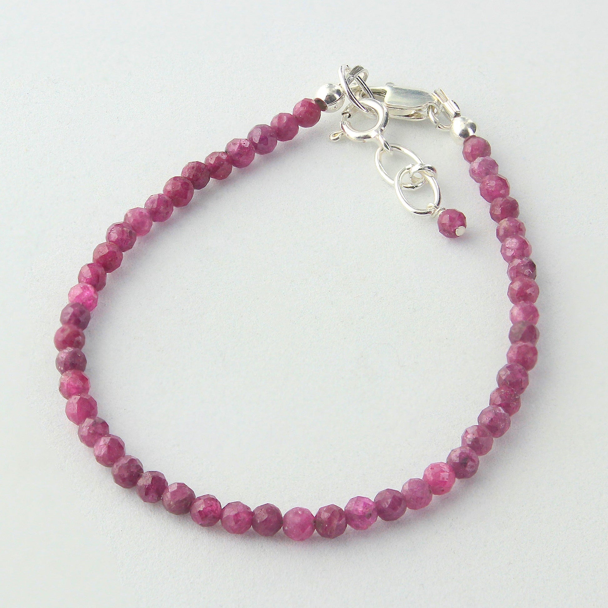 Natural Ruby Beads 925 Sterling Silver Clasp Gemstone Bracelets - Gem Avenue