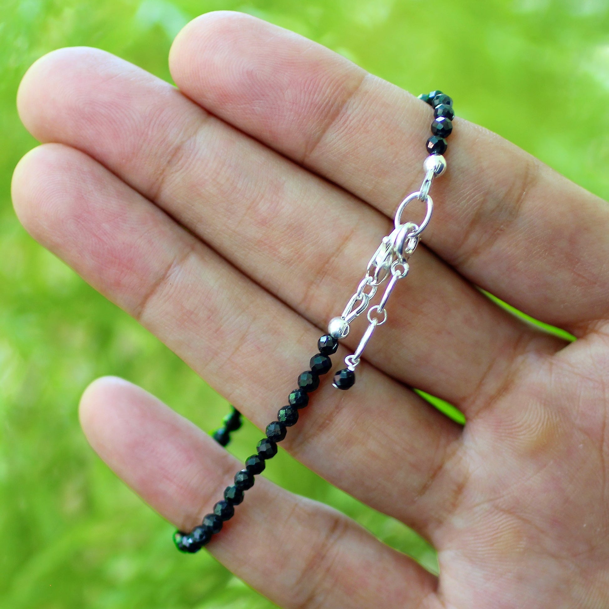 Natural Dark Blue Sapphire Beads 925 Sterling Silver Clasp Gemstone Bracelets - Gem Avenue