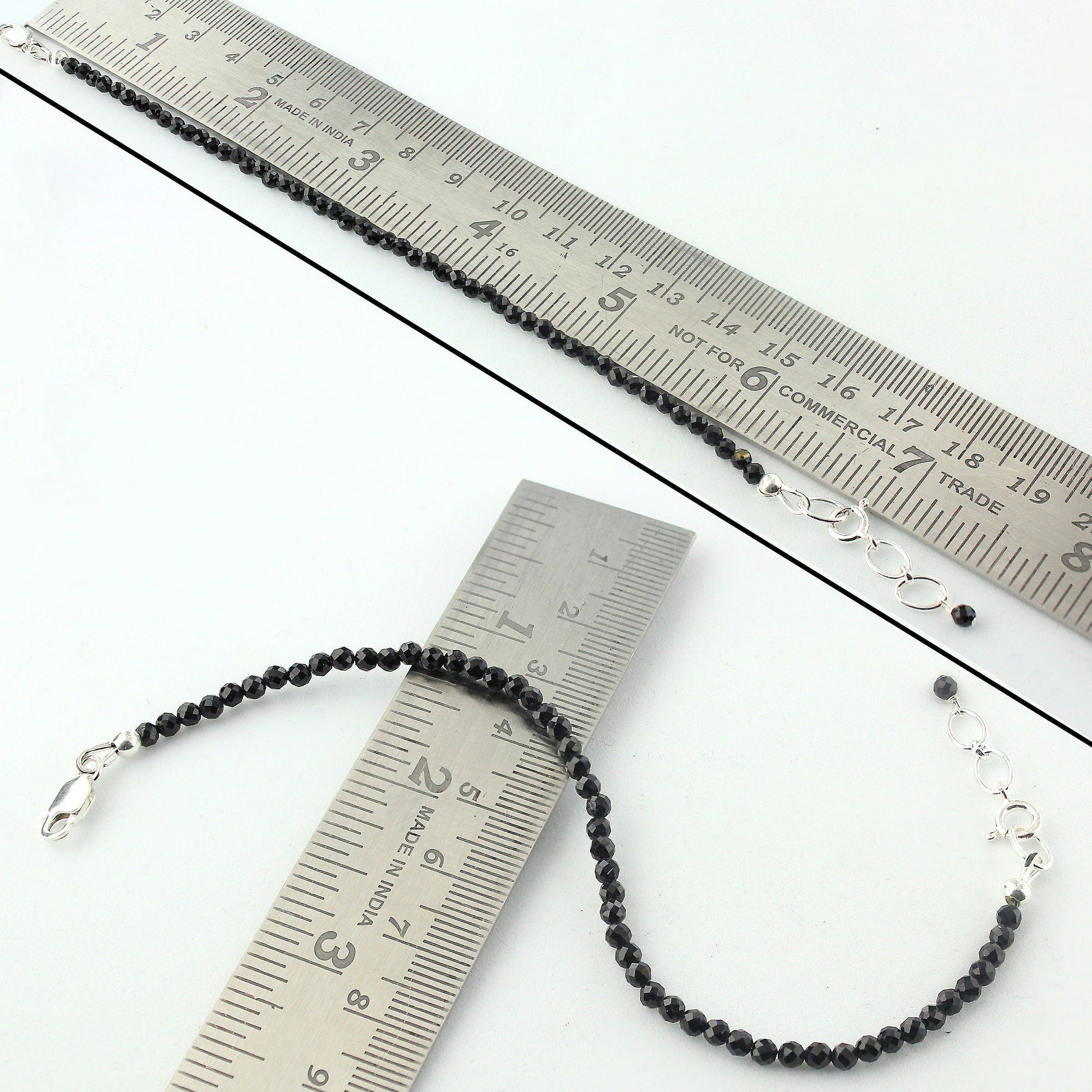 Natural Dark Blue Sapphire Beads 925 Sterling Silver Clasp Gemstone Bracelets - Gem Avenue