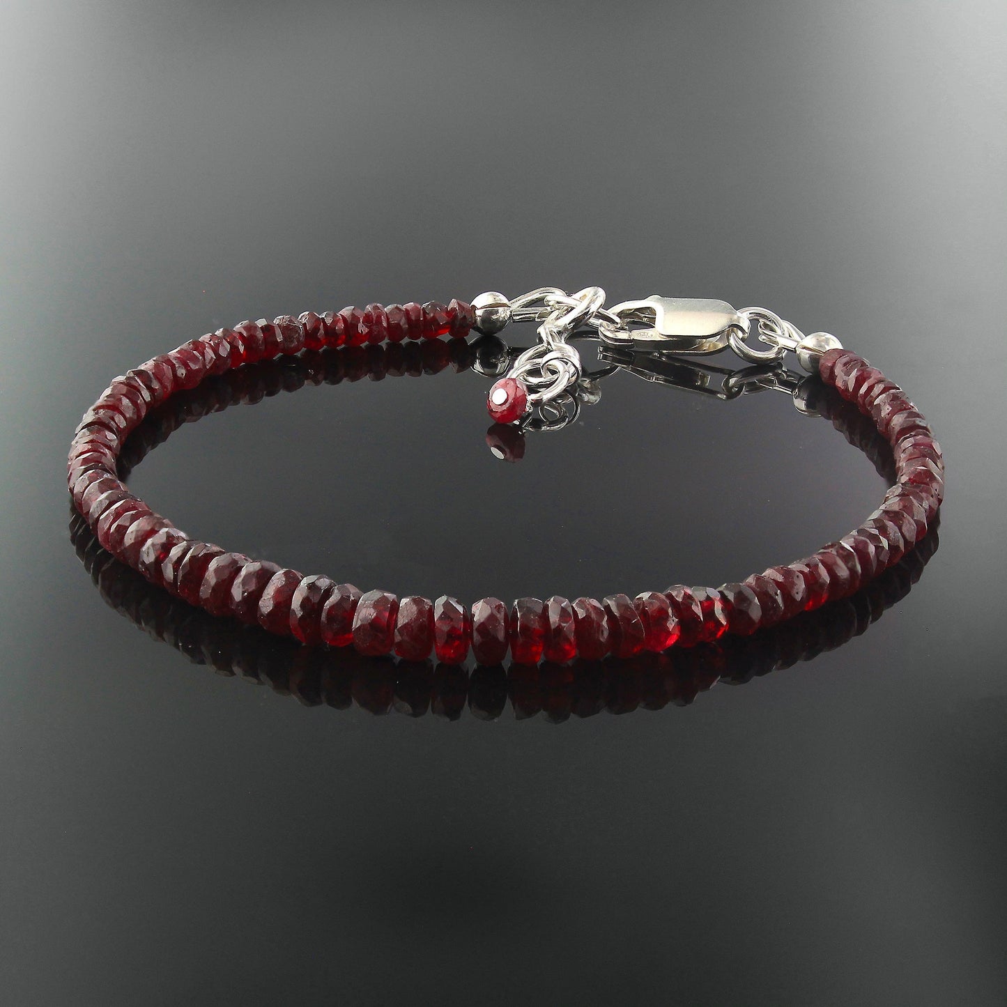 Natural Ruby Beads 925 Sterling Silver Clasp Gemstone Bracelets - Gem Avenue