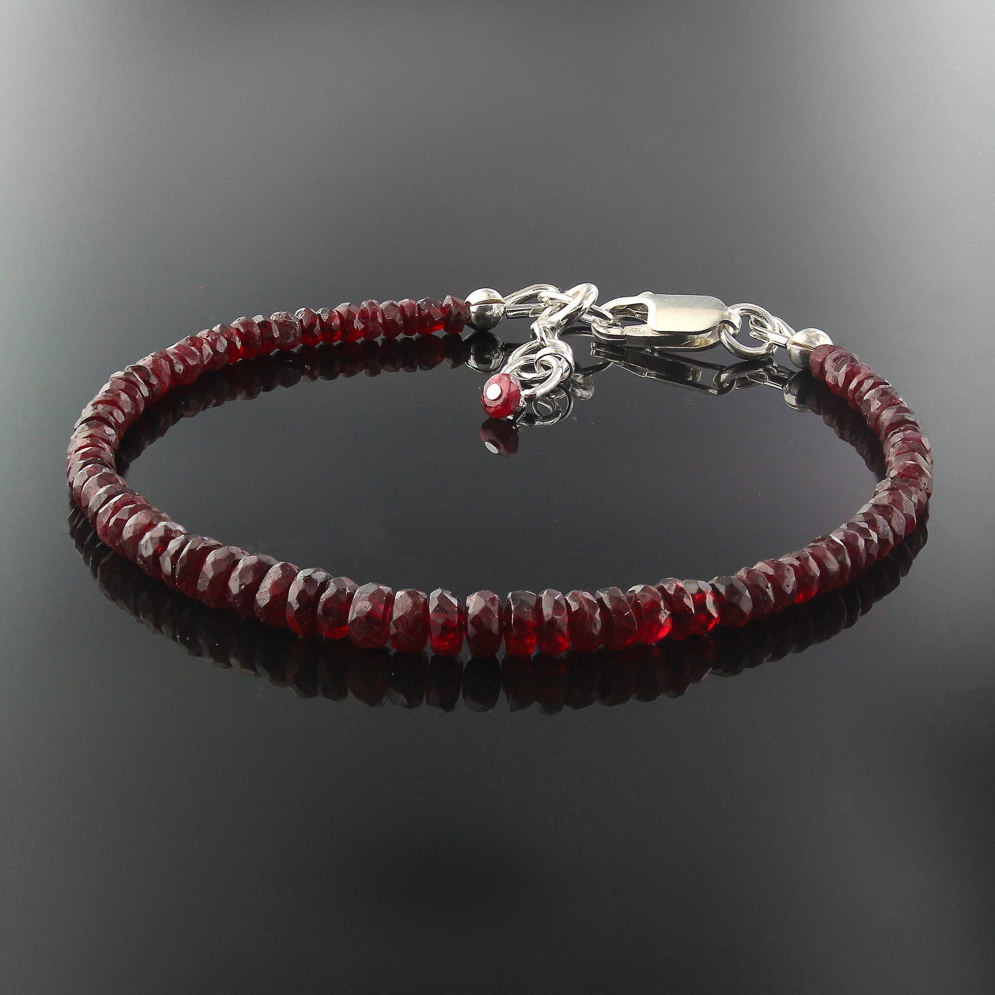 Natural Ruby Beads 925 Sterling Silver Clasp Gemstone Bracelets - Gem Avenue