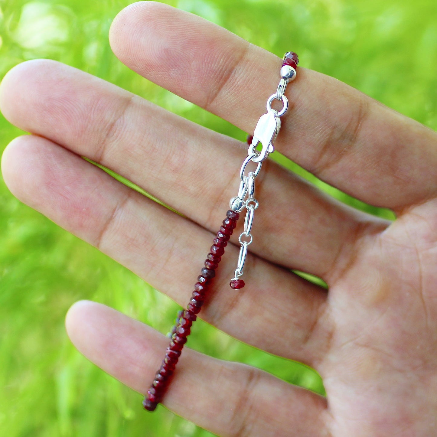Natural Ruby Beads 925 Sterling Silver Clasp Gemstone Bracelets - Gem Avenue