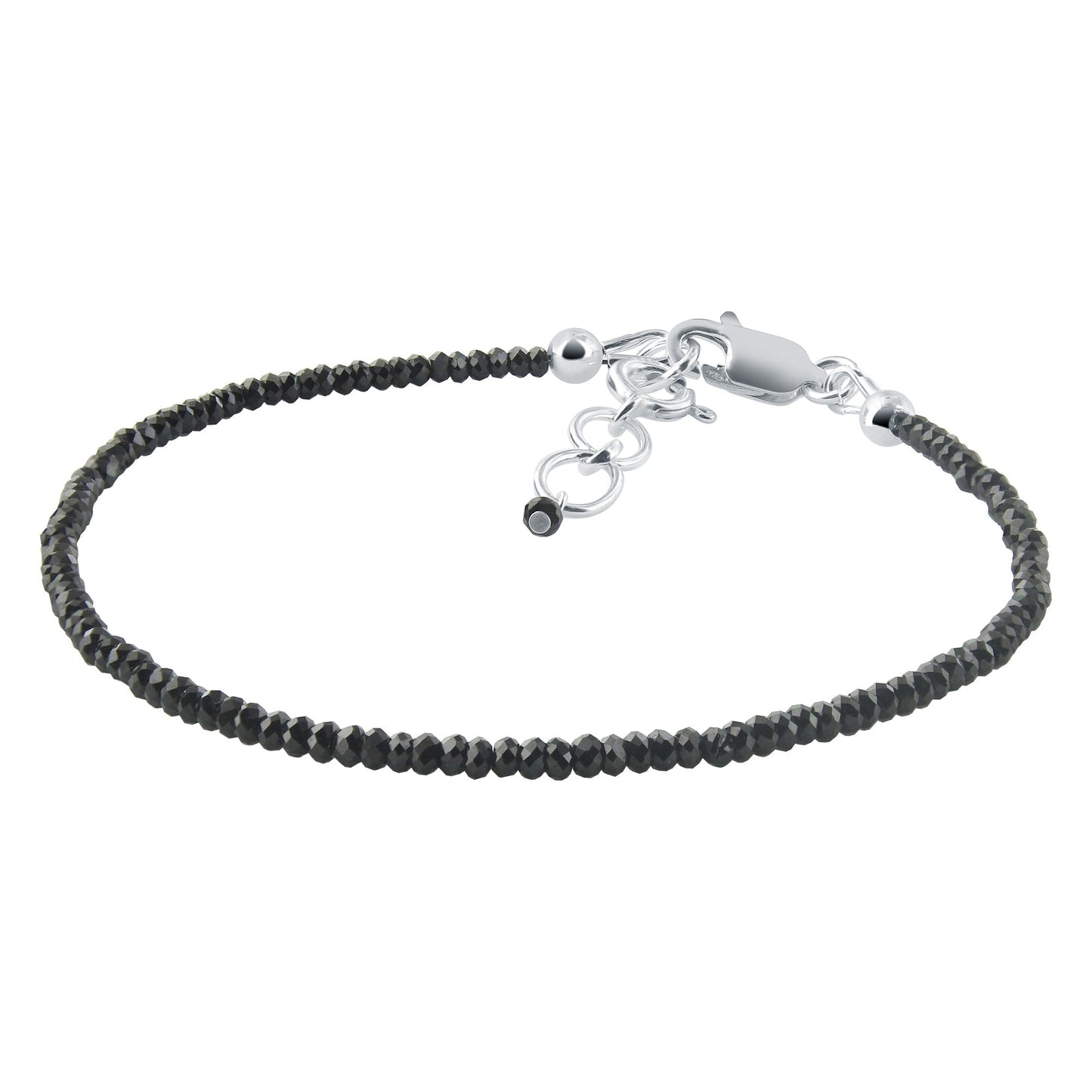 Natural Black Tourmaline  Beads 925 Sterling Silver Clasp Gemstone Bracelets - Gem Avenue