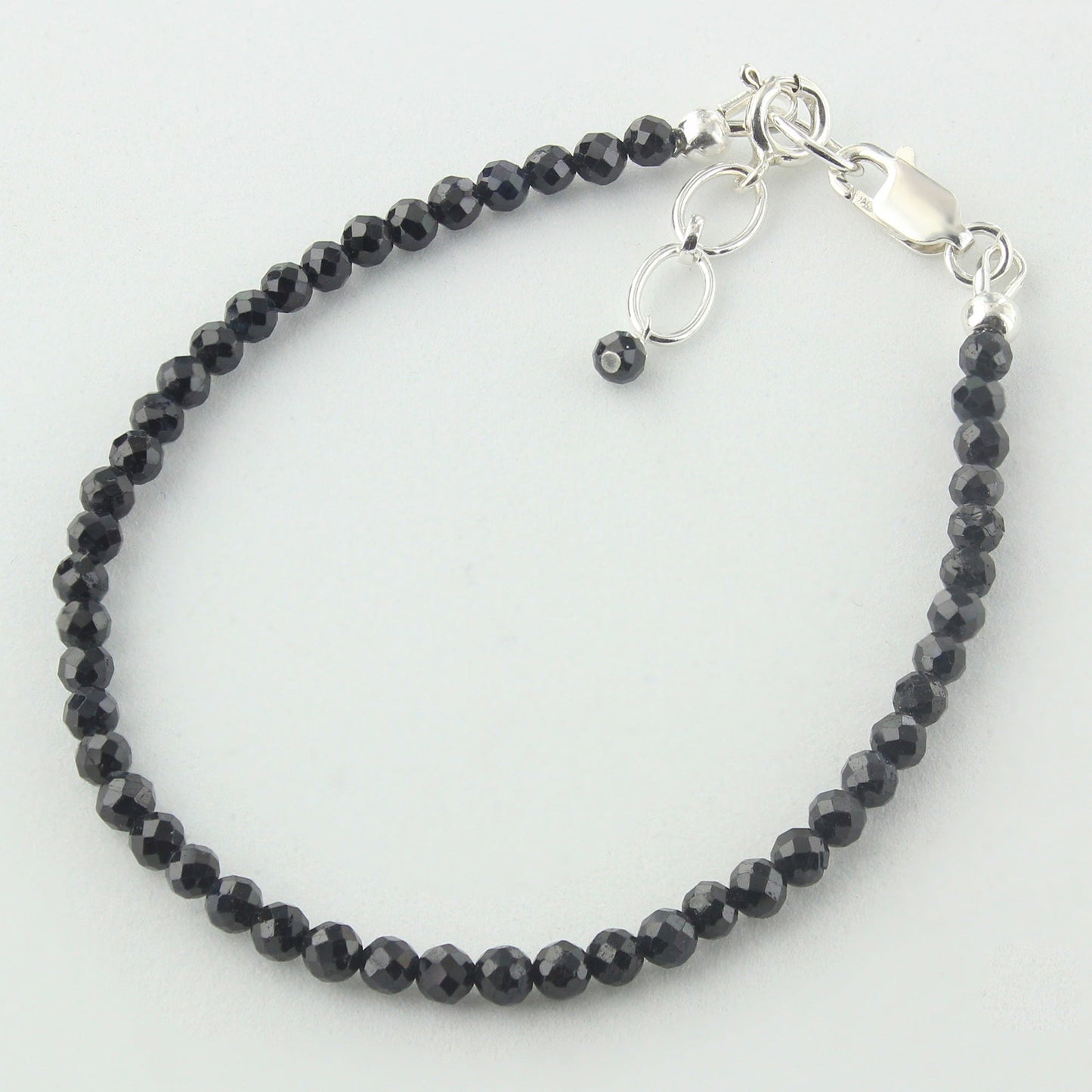 Natural Black Tourmaline  Beads 925 Sterling Silver Clasp Gemstone Bracelets - Gem Avenue