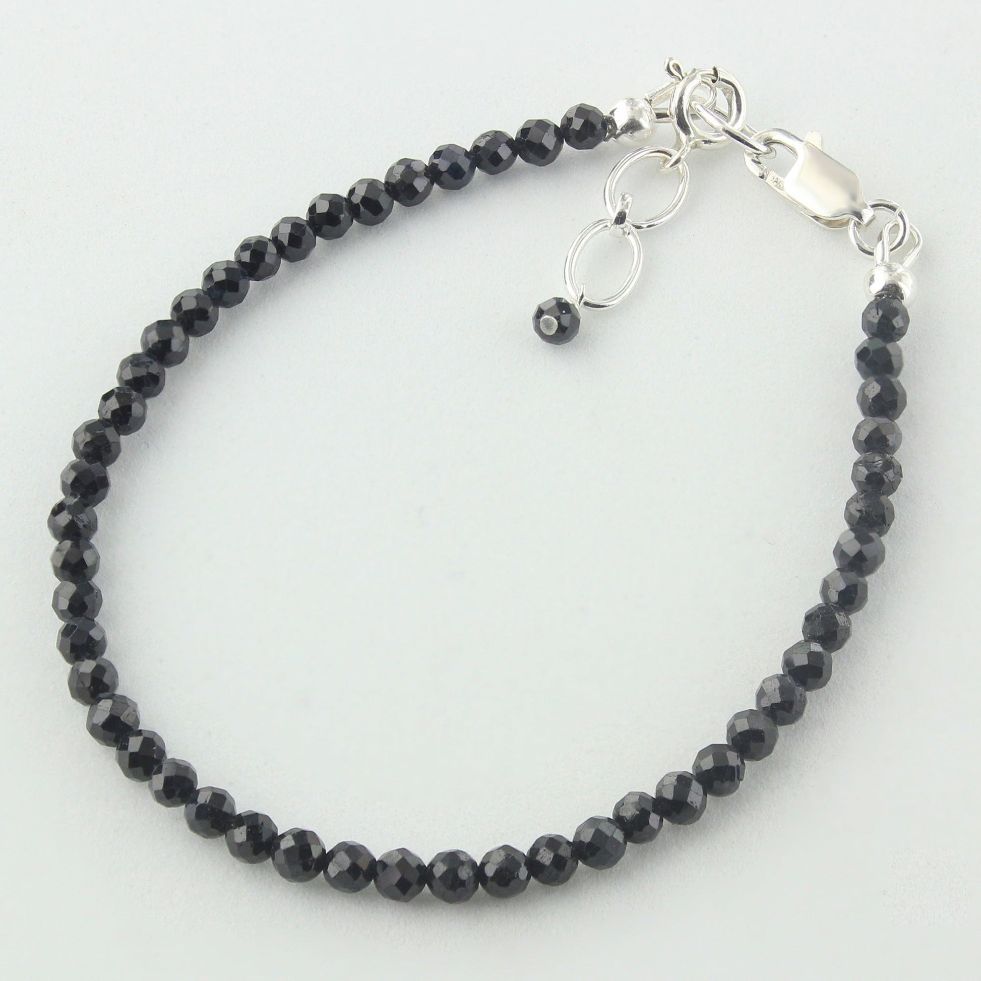 Natural Black Tourmaline  Beads 925 Sterling Silver Clasp Gemstone Bracelets - Gem Avenue