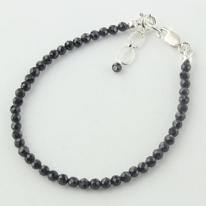 Natural Black Tourmaline  Beads 925 Sterling Silver Clasp Gemstone Bracelets - Gem Avenue