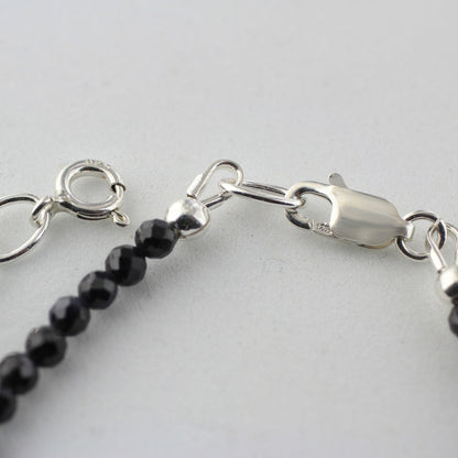 Natural Black Tourmaline  Beads 925 Sterling Silver Clasp Gemstone Bracelets - Gem Avenue