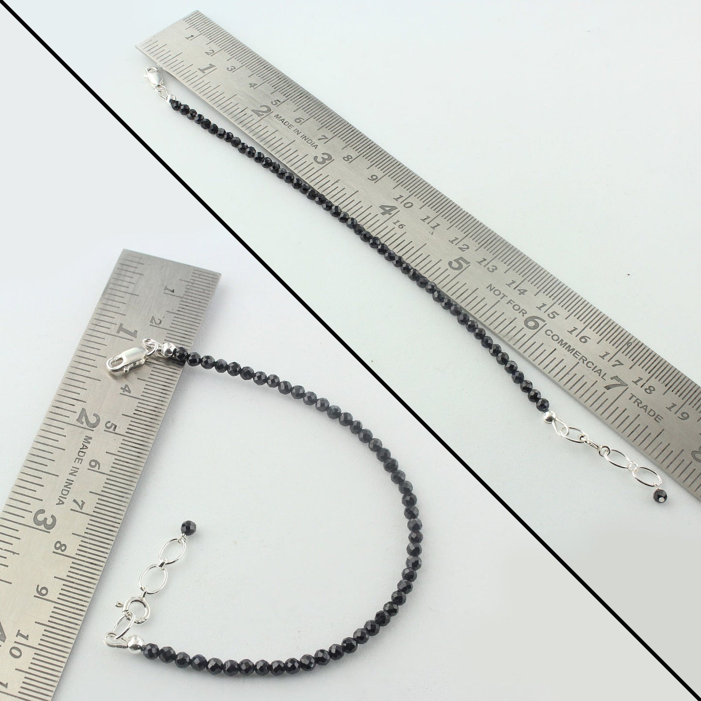 Natural Black Tourmaline  Beads 925 Sterling Silver Clasp Gemstone Bracelets - Gem Avenue
