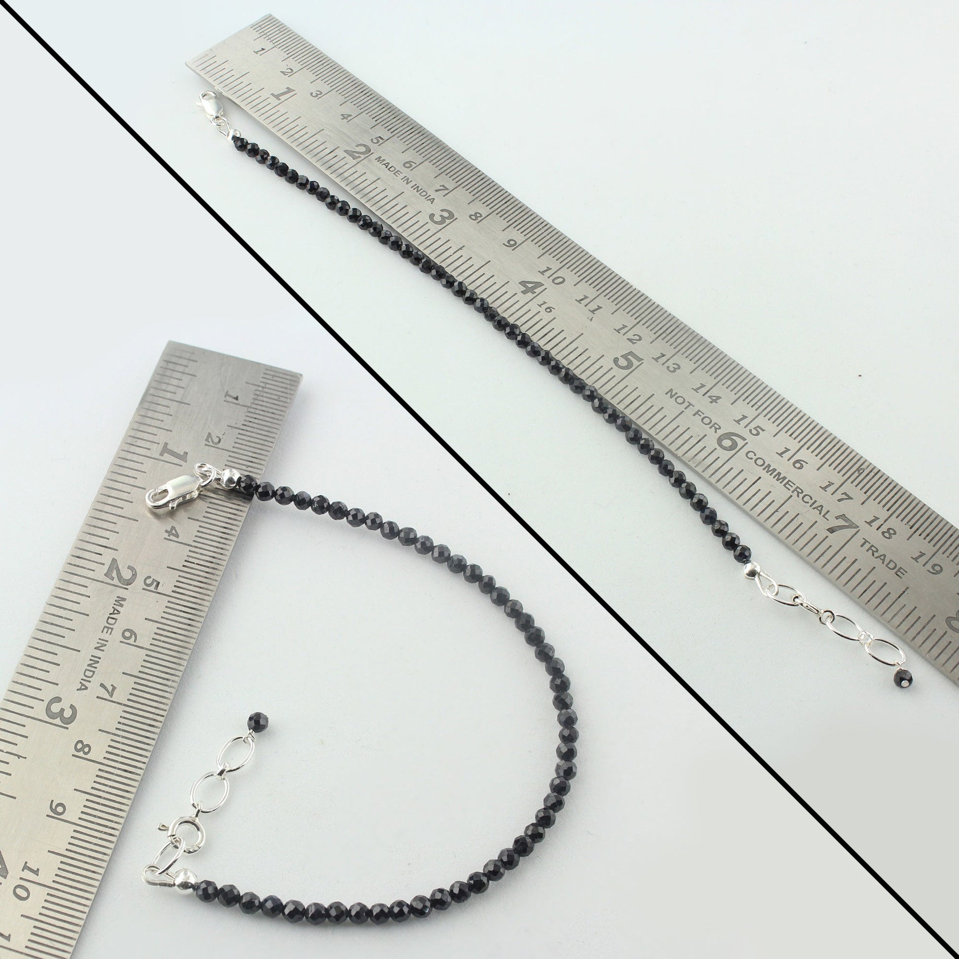 Natural Black Tourmaline  Beads 925 Sterling Silver Clasp Gemstone Bracelets - Gem Avenue
