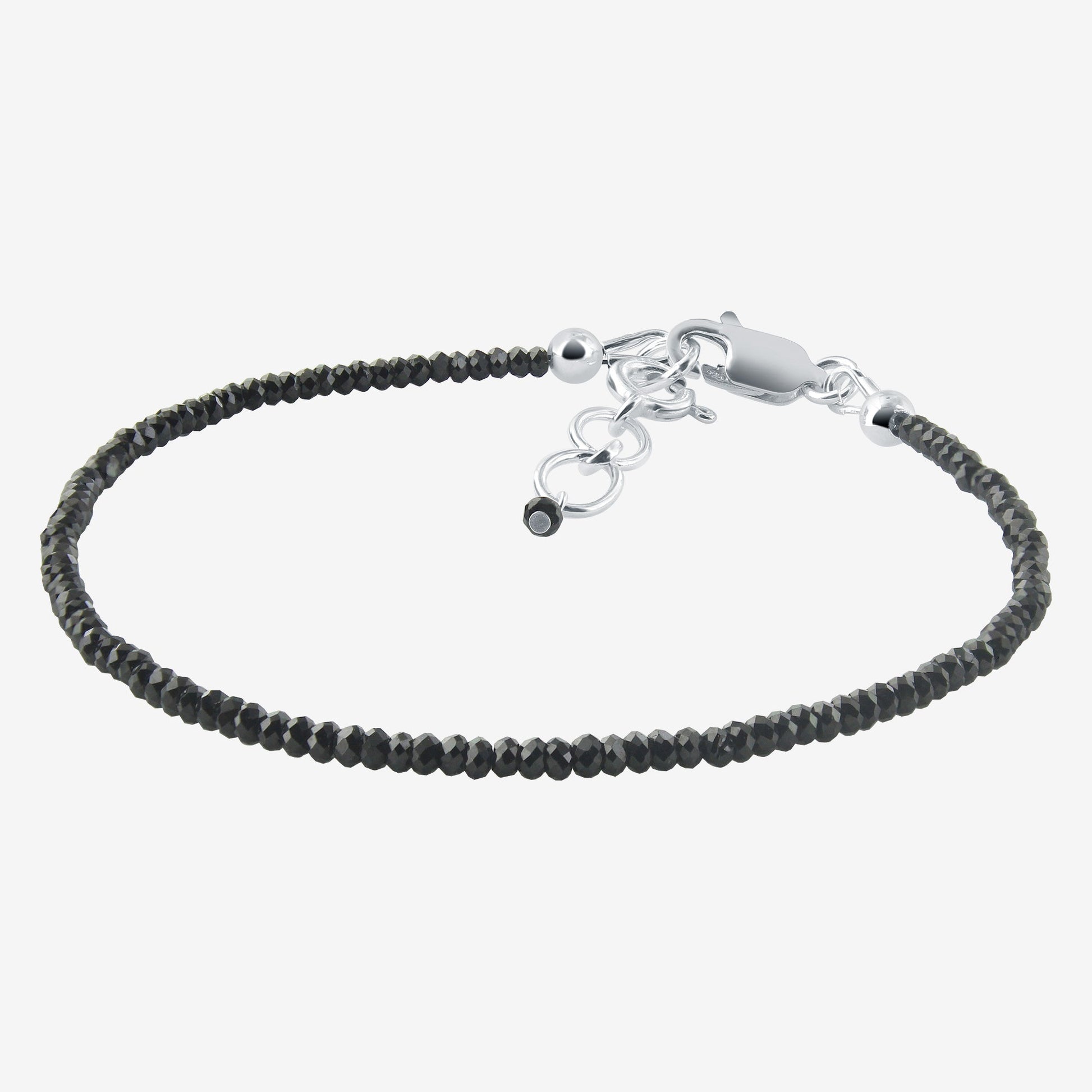Natural Black Tourmaline  Beads 925 Sterling Silver Clasp Gemstone Bracelets - Gem Avenue