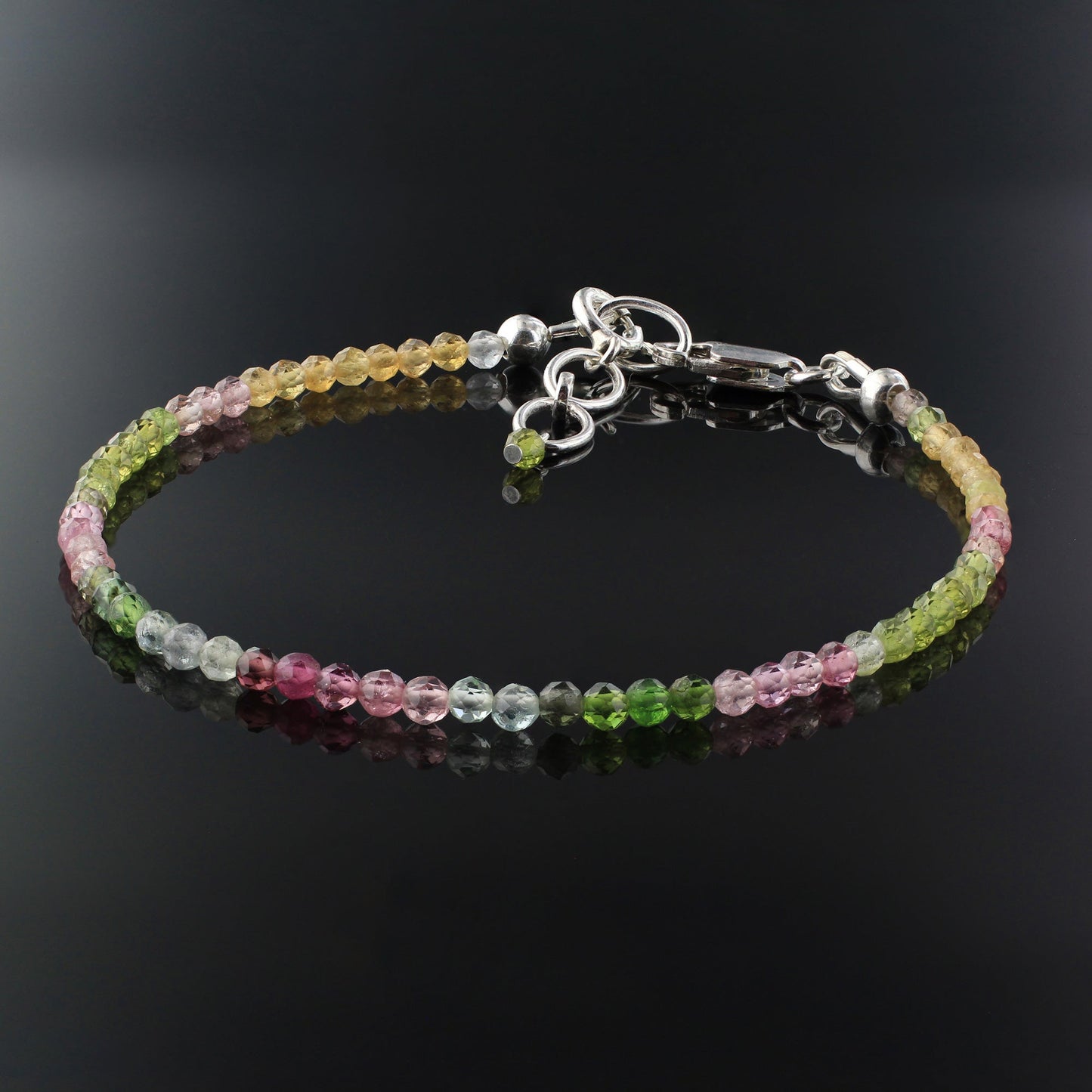 Natural Multicolor Tourmaline  Beads Gemstone Bracelets - Gem Avenue