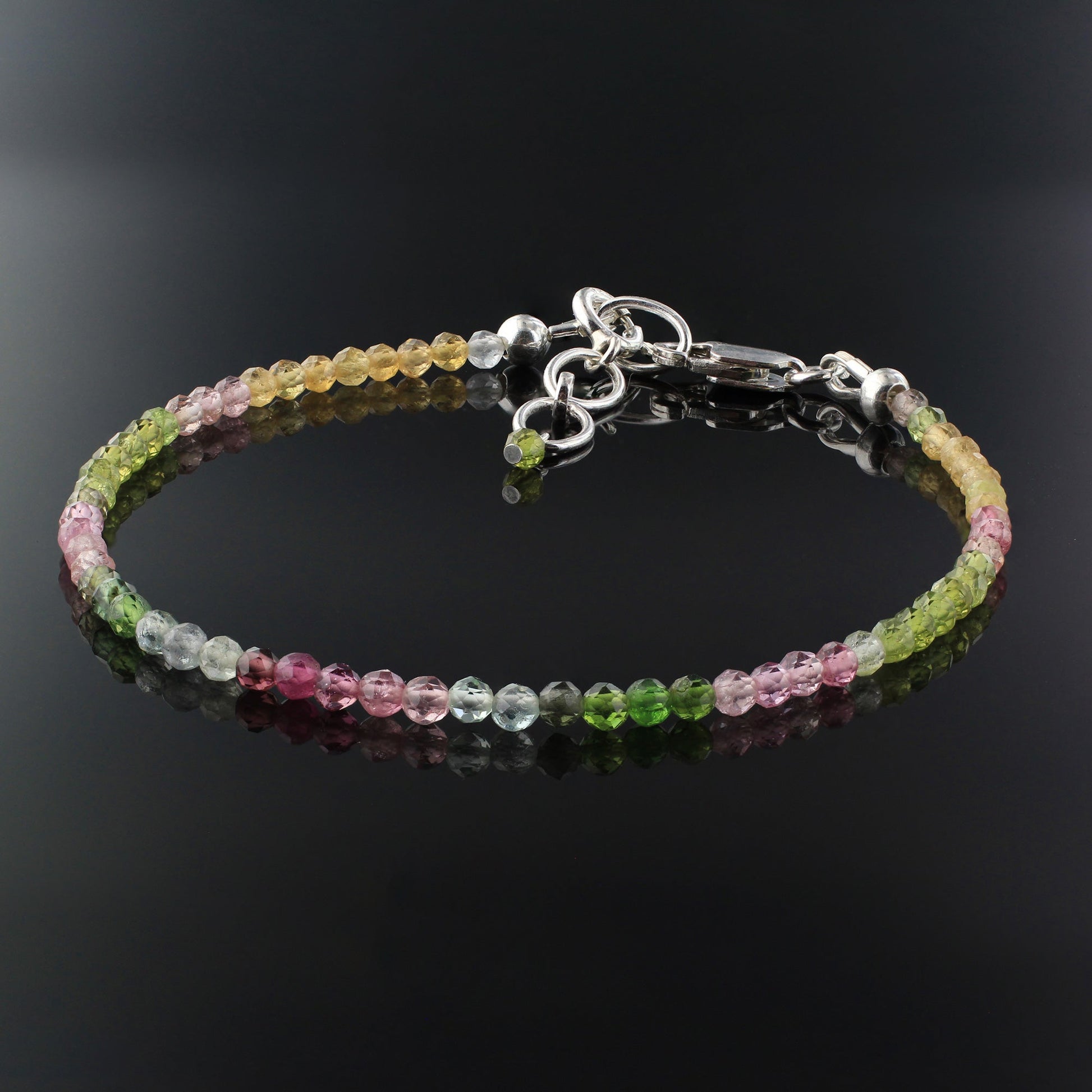 Natural Multicolor Tourmaline  Beads Gemstone Bracelets - Gem Avenue