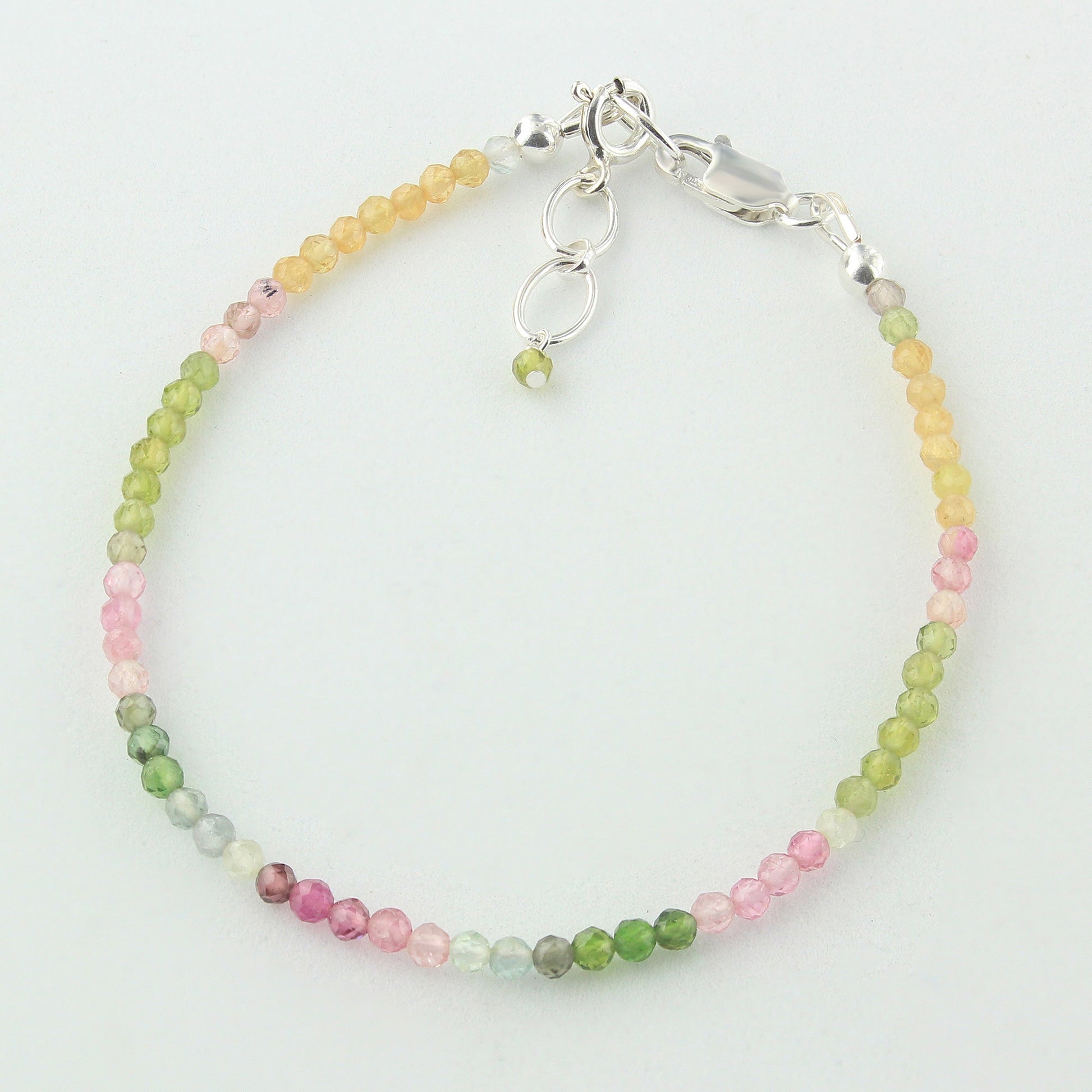 Natural Multicolor Tourmaline  Beads Gemstone Bracelets - Gem Avenue