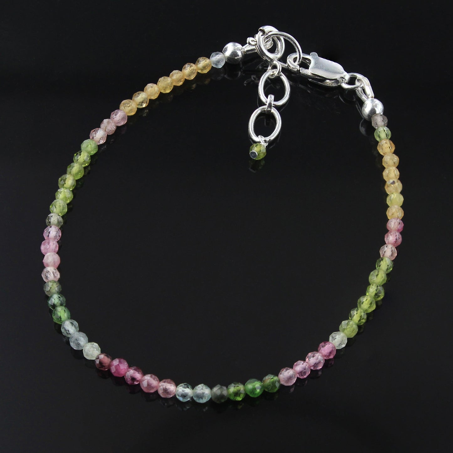 Natural Multicolor Tourmaline  Beads Gemstone Bracelets - Gem Avenue
