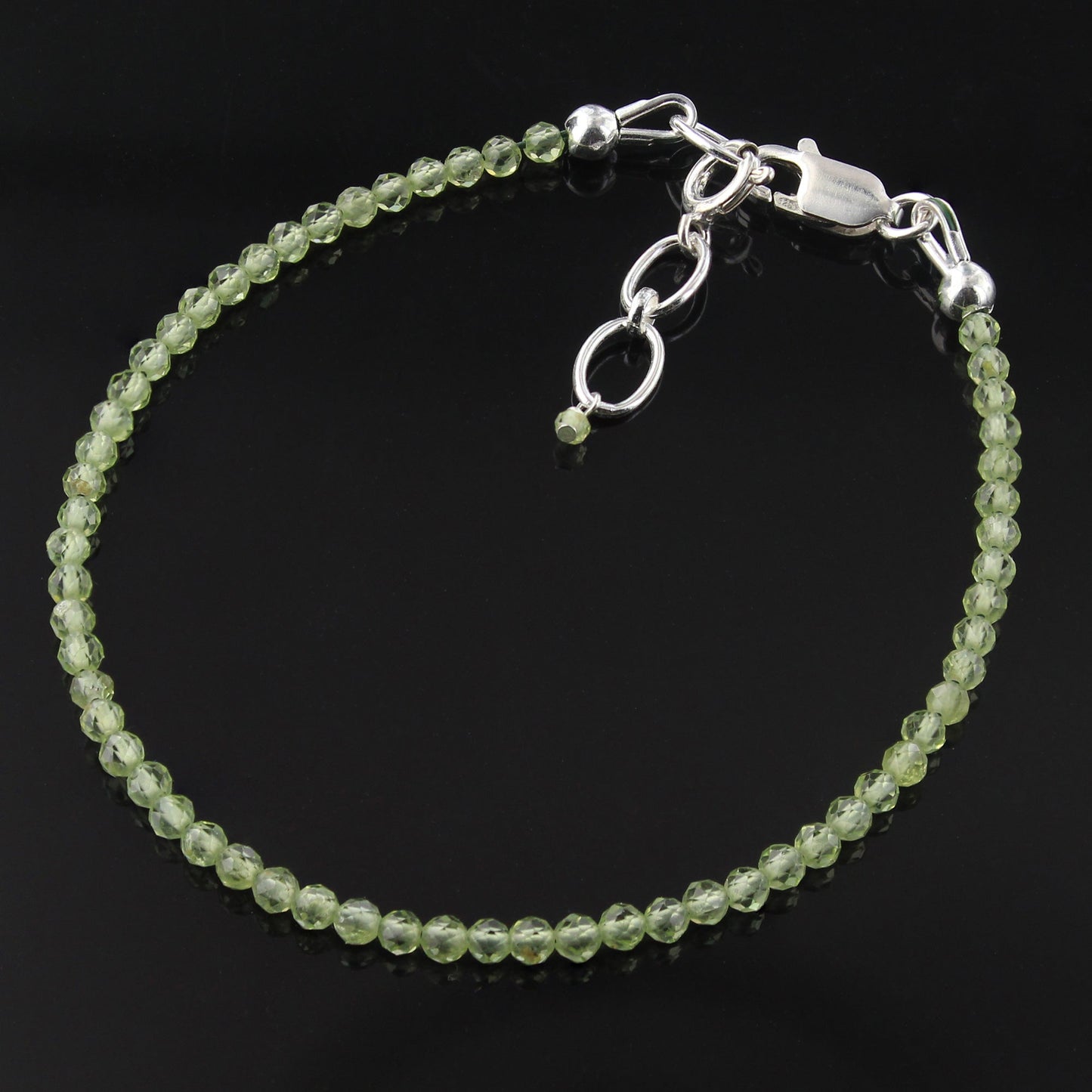 Natural Peridot  Beads 925 Sterling Silver Clasp Gemstone Bracelets - Gem Avenue