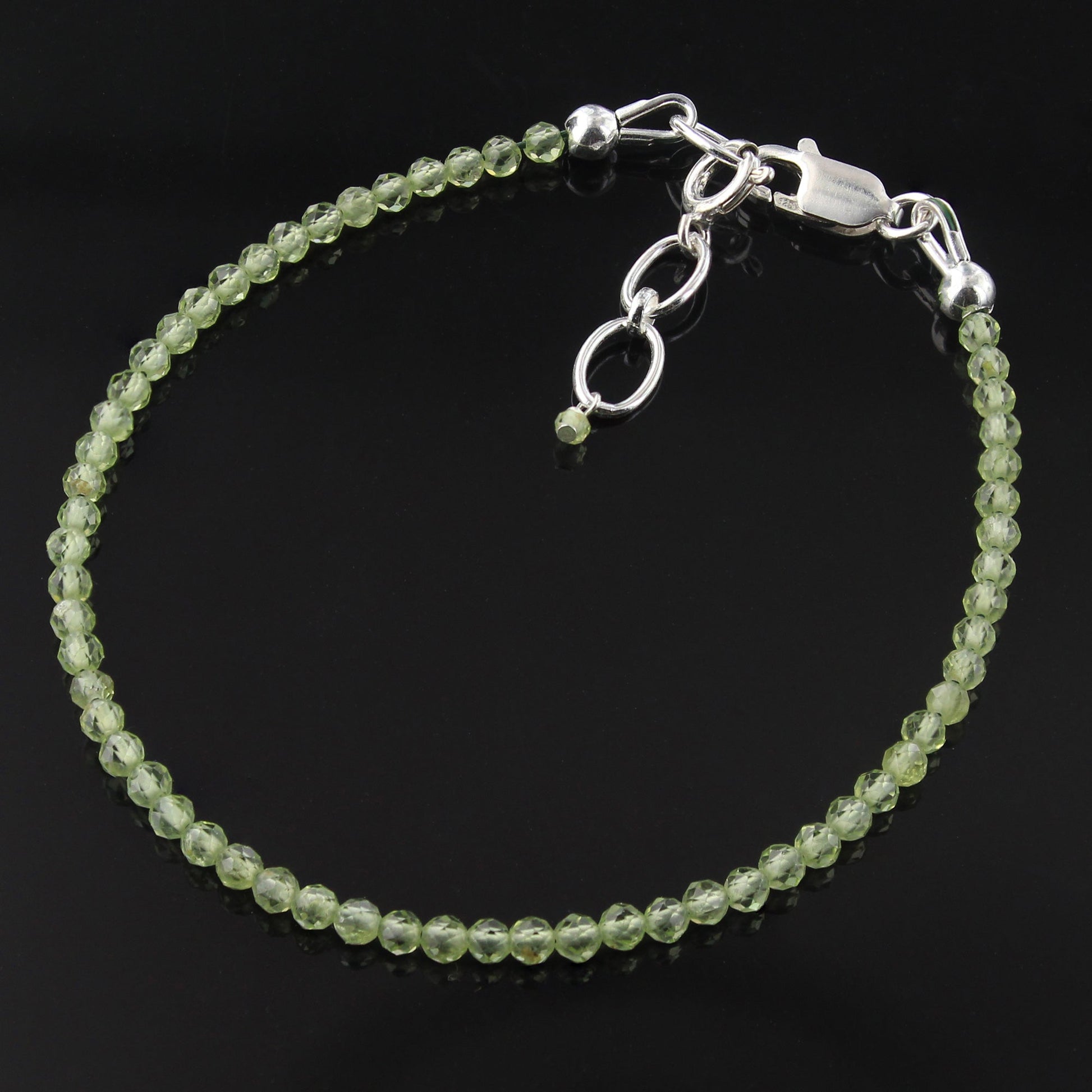 Natural Peridot  Beads 925 Sterling Silver Clasp Gemstone Bracelets - Gem Avenue