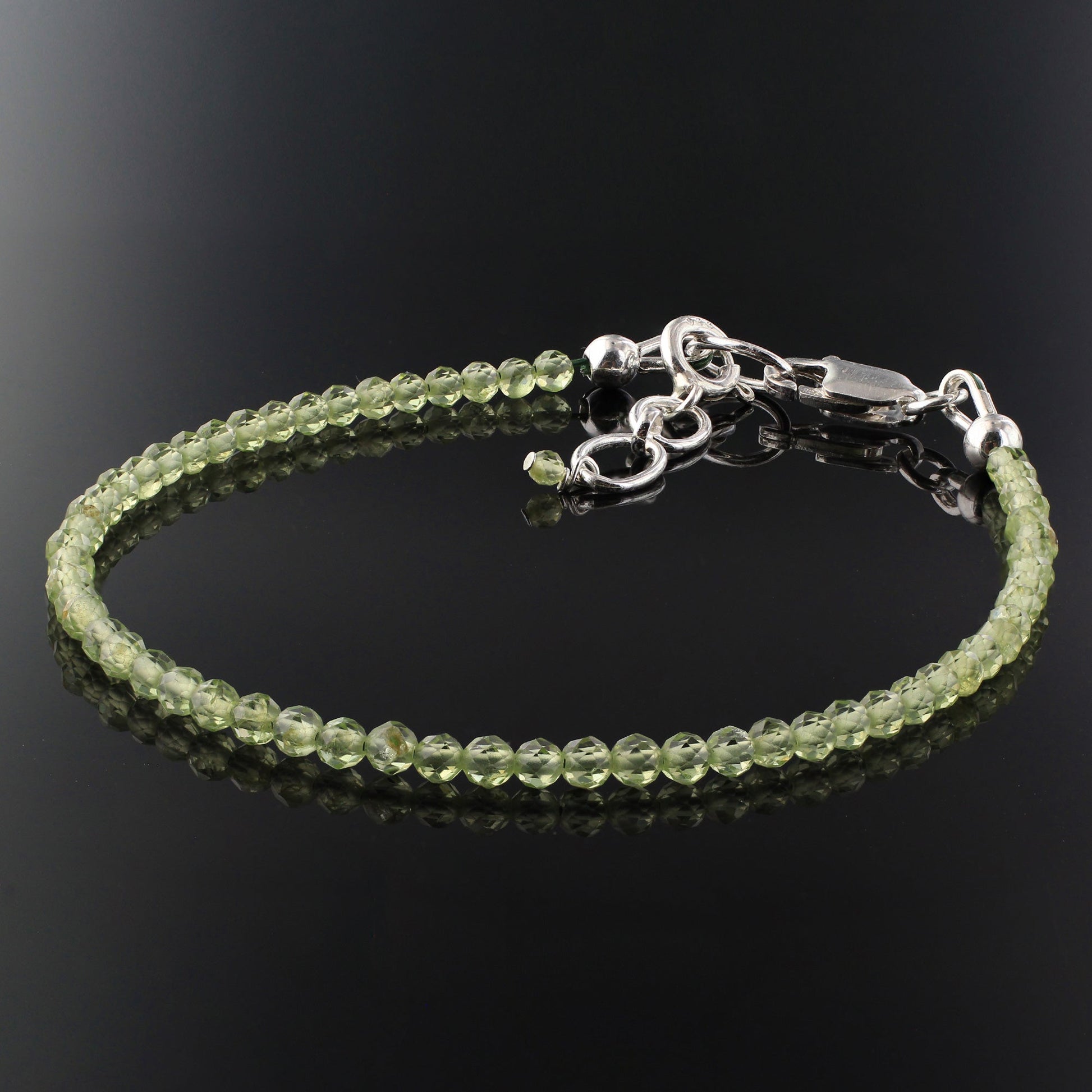 Natural Peridot  Beads 925 Sterling Silver Clasp Gemstone Bracelets - Gem Avenue