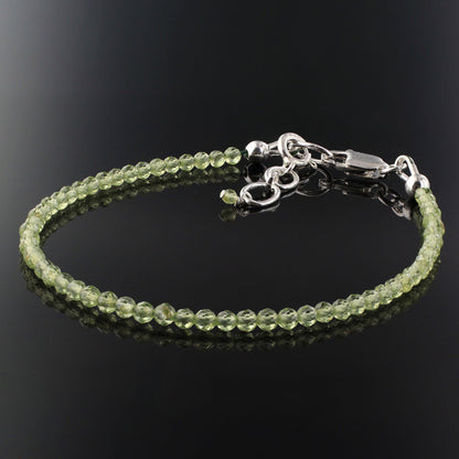 Natural Peridot  Beads 925 Sterling Silver Clasp Gemstone Bracelets - Gem Avenue