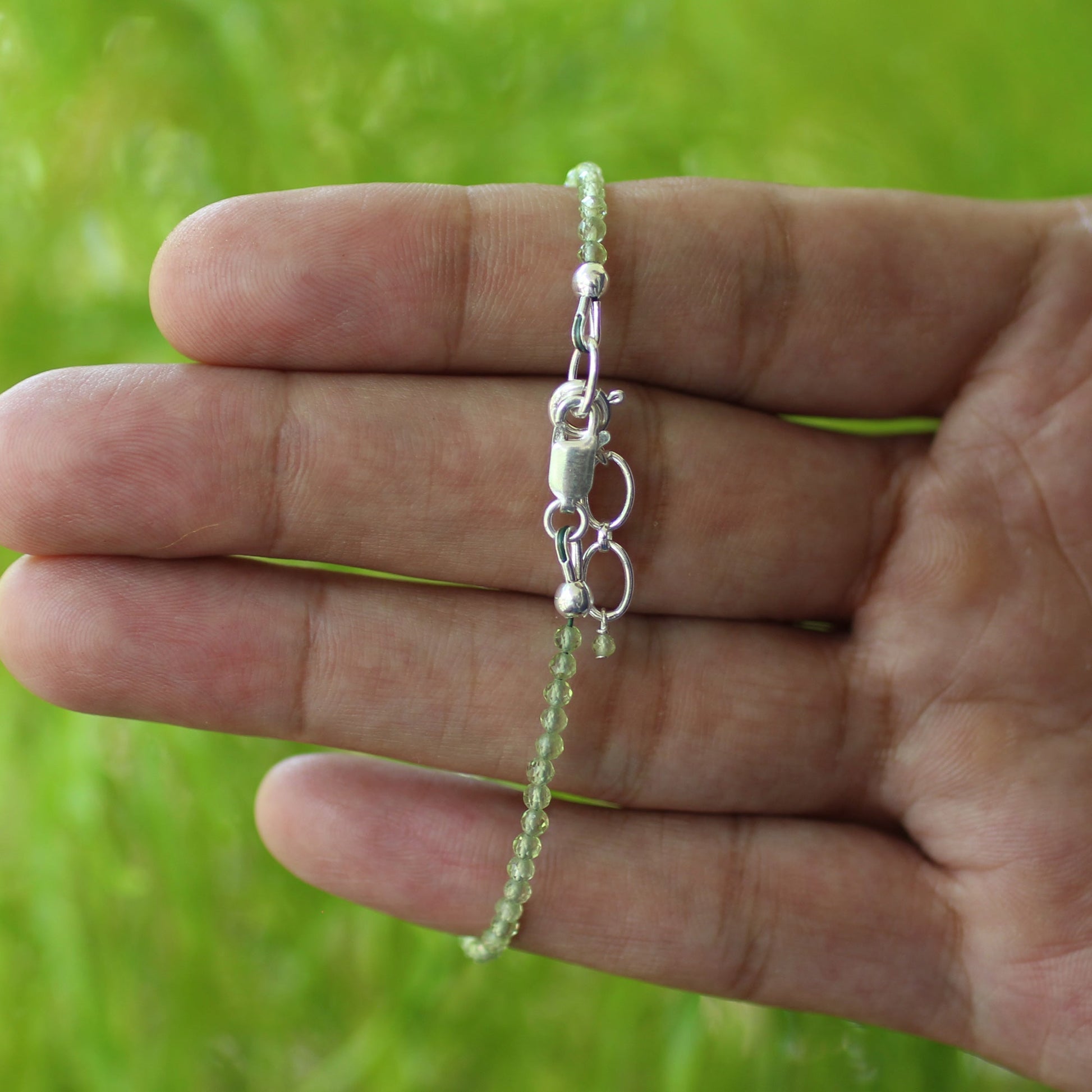 Natural Peridot  Beads 925 Sterling Silver Clasp Gemstone Bracelets - Gem Avenue