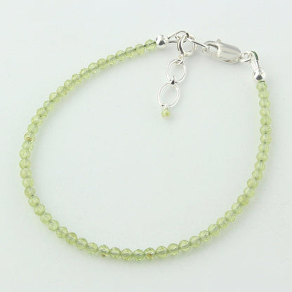 Natural Peridot  Beads 925 Sterling Silver Clasp Gemstone Bracelets - Gem Avenue