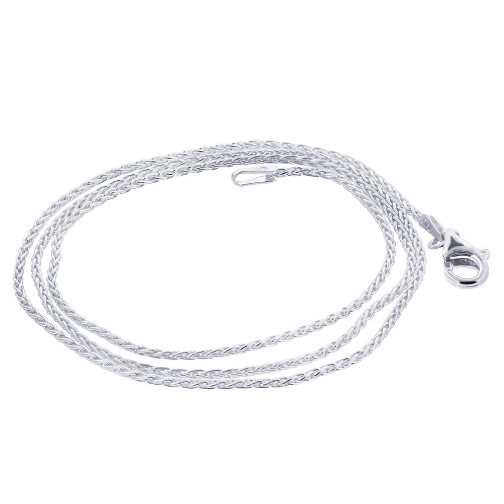 Italian 925 Sterling Silver Wheat Spiga Chain Necklace - Gem Avenue