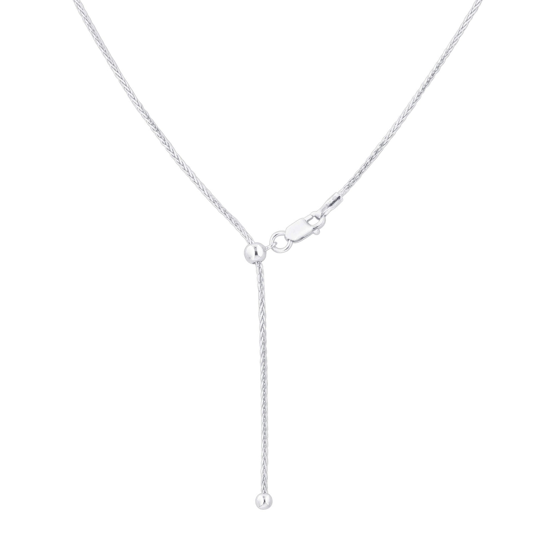 925 Sterling Silver Spiga Wheat Rhoidum Plated 24 inch Chain Necklace - Gem Avenue