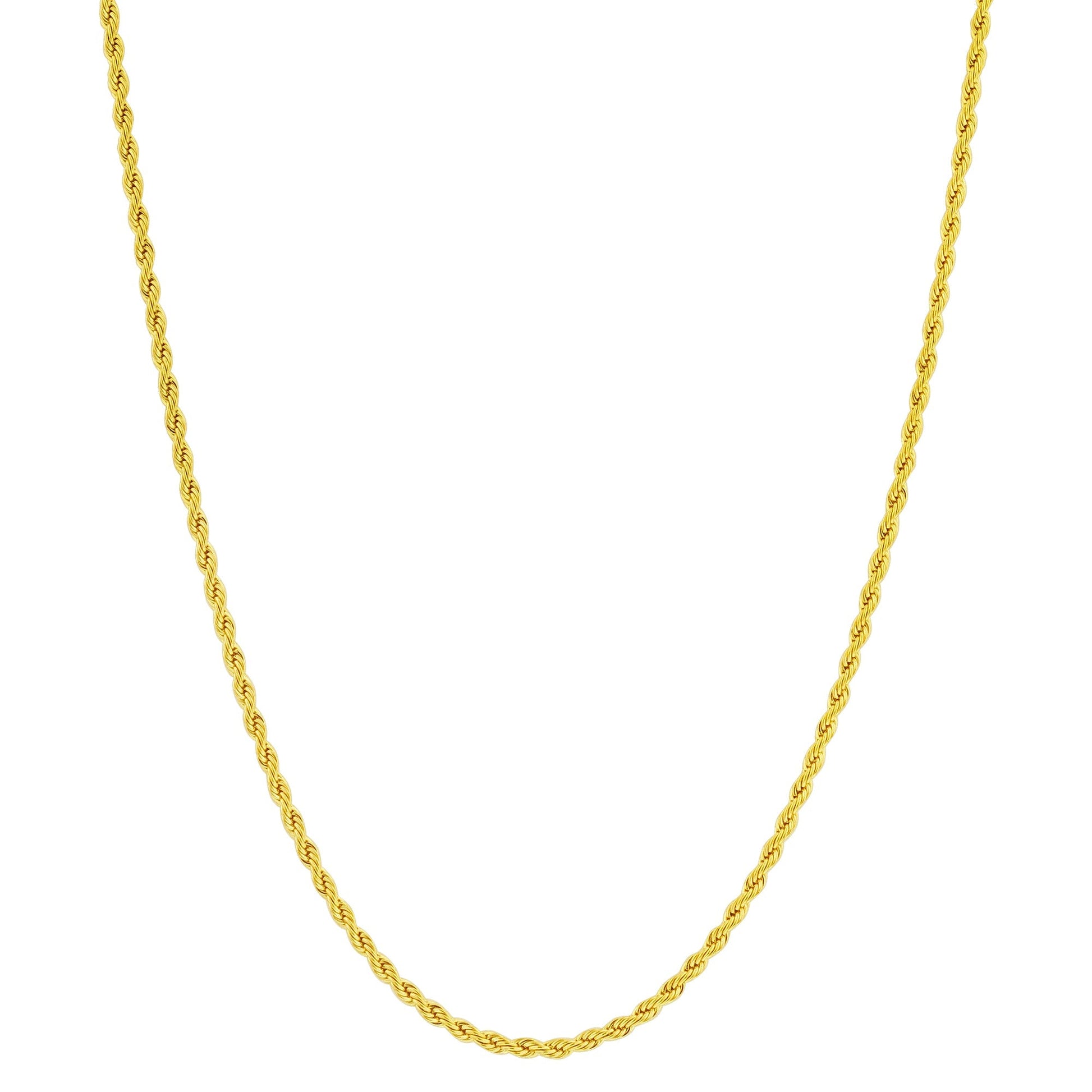 Gold Plated Stainless Steel Diamond-cut Rope Chain Necklace - Gem Avenue