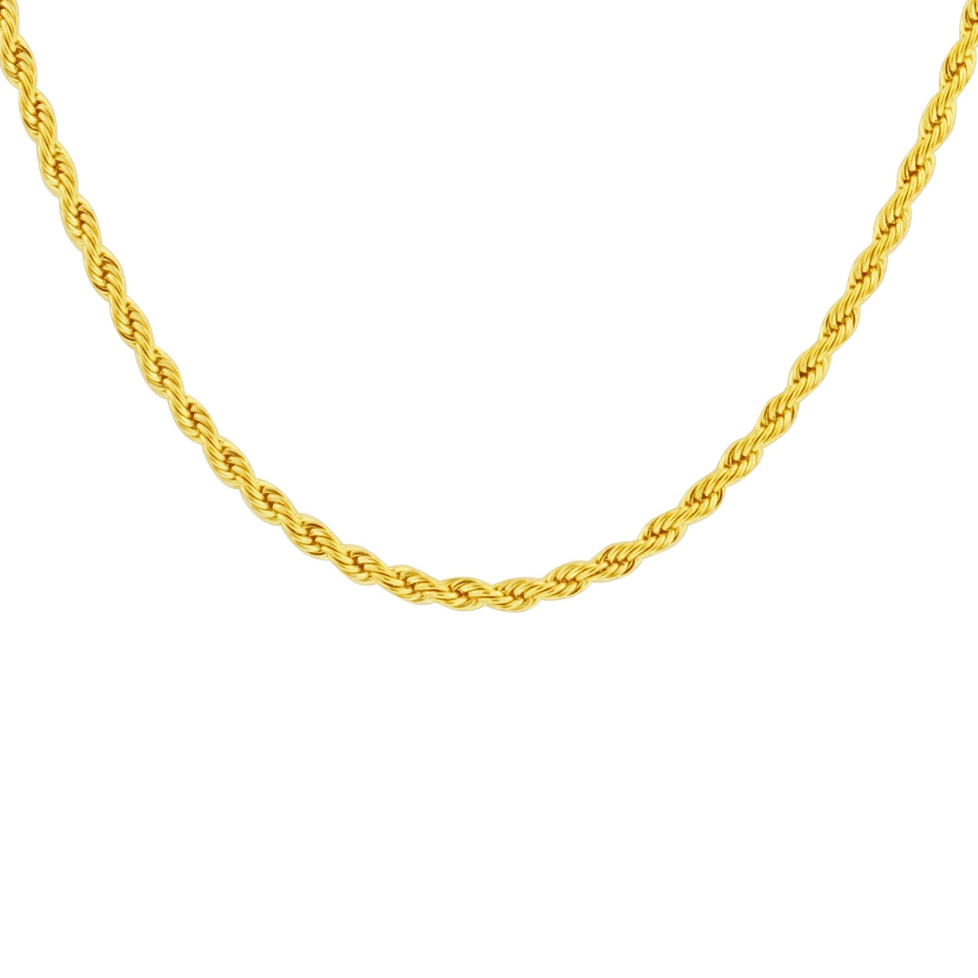 Gold Plated Stainless Steel Diamond-cut Rope Chain Necklace - Gem Avenue
