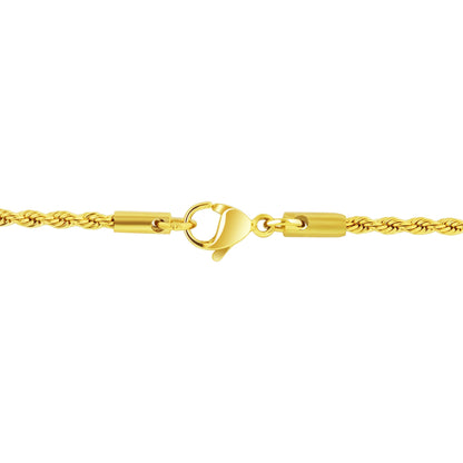 Gold Plated Stainless Steel Diamond-cut Rope Chain Necklace - Gem Avenue