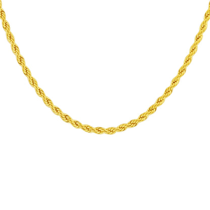 Gold Plated Stainless Steel 2.3mm Diamond-cut Rope Chain Necklace