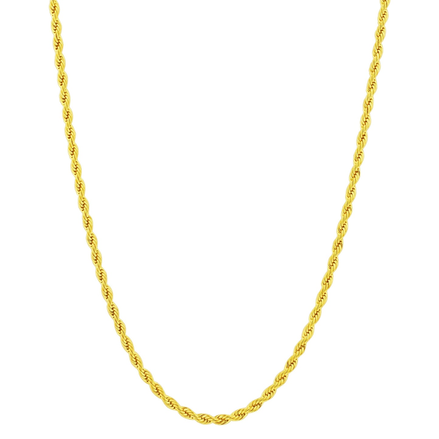 Gold Plated Stainless Steel Diamond-cut Rope Chain Necklace - Gem Avenue