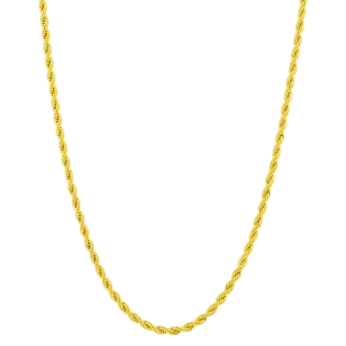 Gold Plated Stainless Steel Diamond-cut Rope Chain Necklace - Gem Avenue