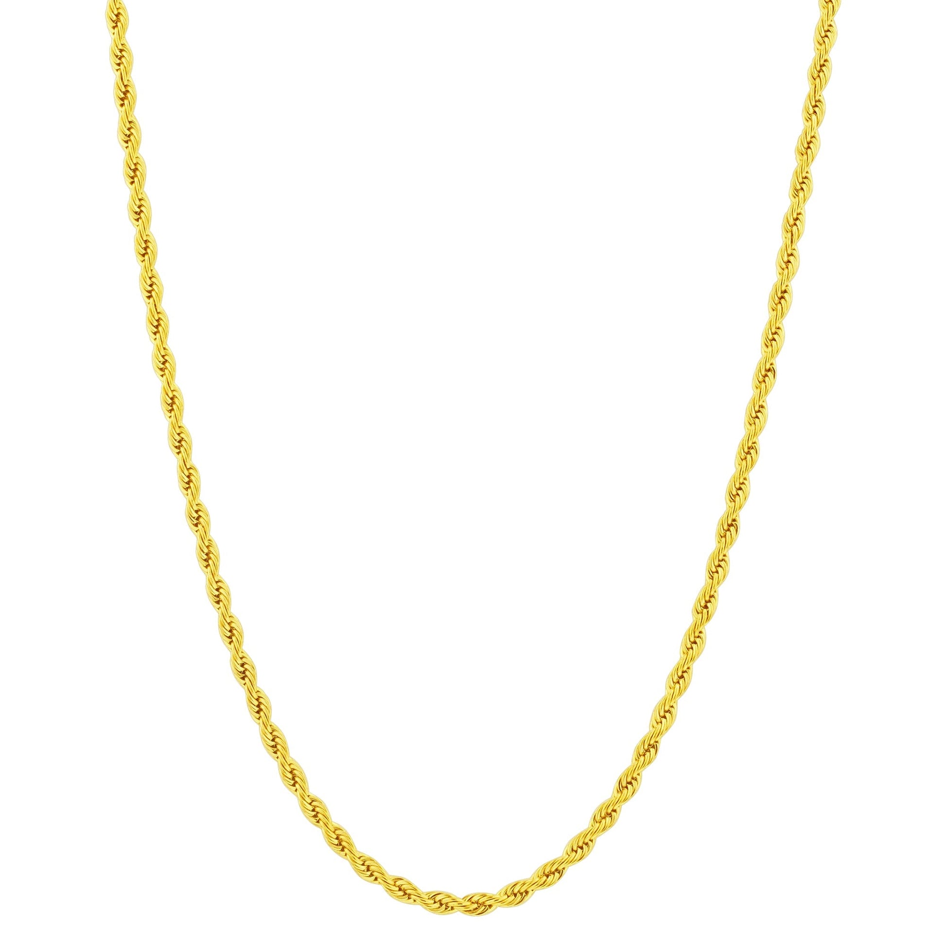 Gold Plated Stainless Steel Diamond-cut Rope Chain Necklace - Gem Avenue