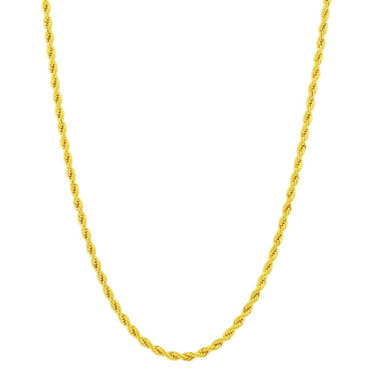 Gold Plated Stainless Steel Diamond-cut Rope Chain Necklace - Gem Avenue