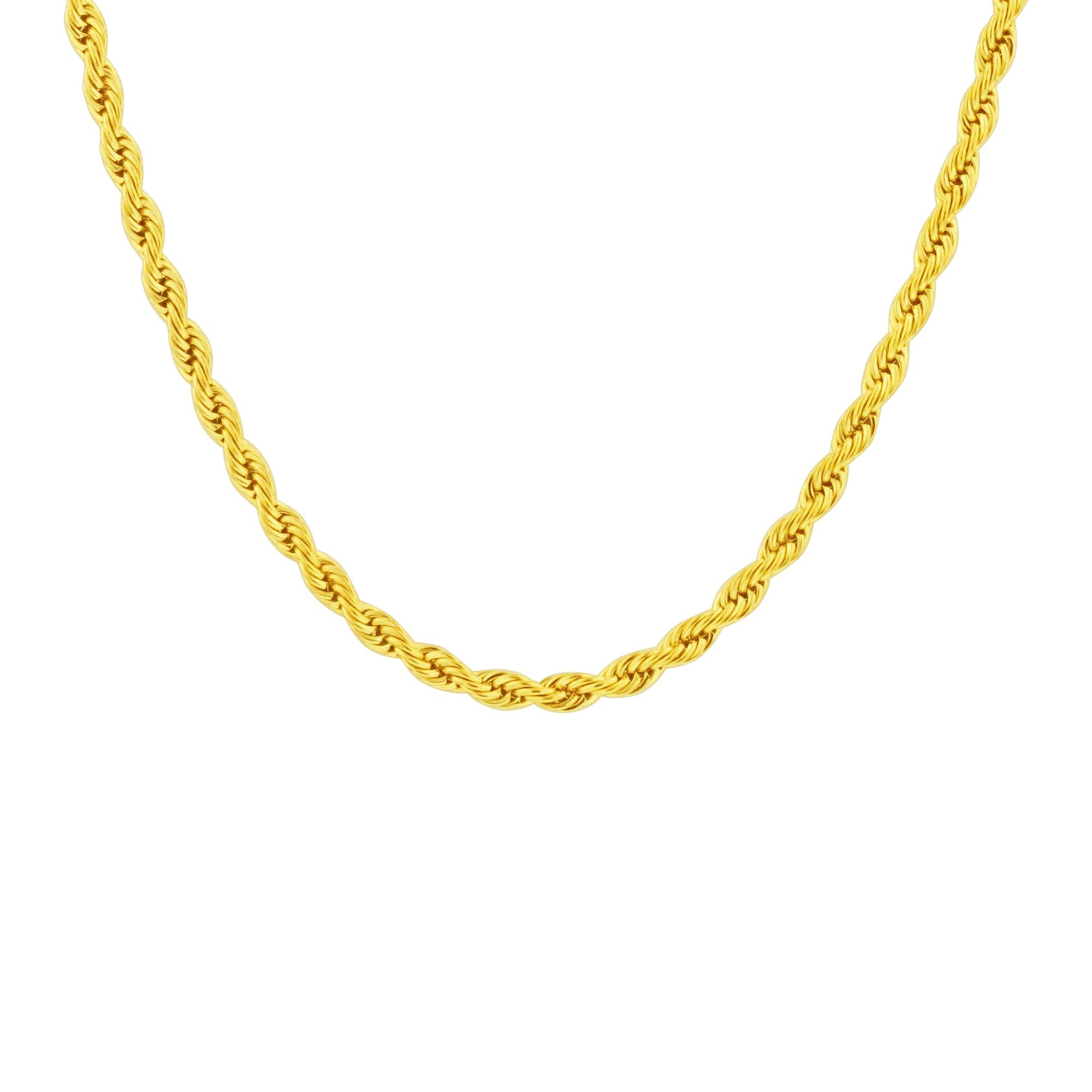 Gold Plated Stainless Steel Diamond-cut Rope Chain Necklace - Gem Avenue