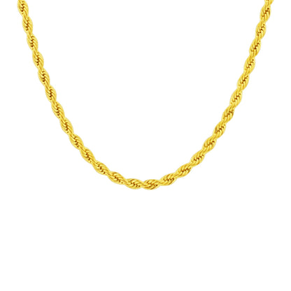 Gold Plated Stainless Steel Diamond-cut Rope Chain Necklace - Gem Avenue