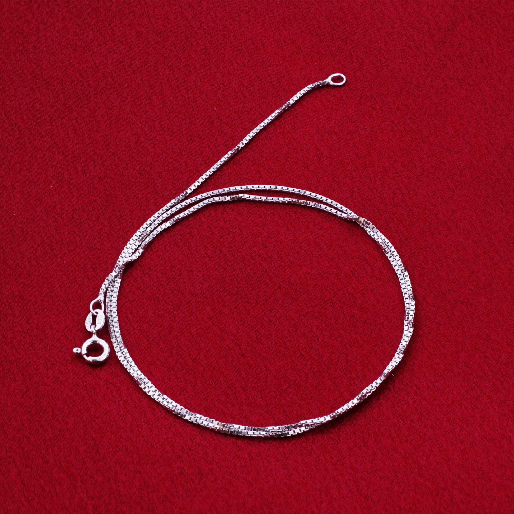 925 Sterling Silver Rhodium Plated Box Chain Necklace Spring Ring Clasp - Gem Avenue